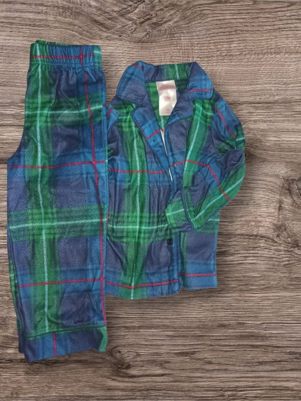 Holiday Time 12 Months Blue Green Plaid Christmas Pajama Set 2 Piece Sleepwear